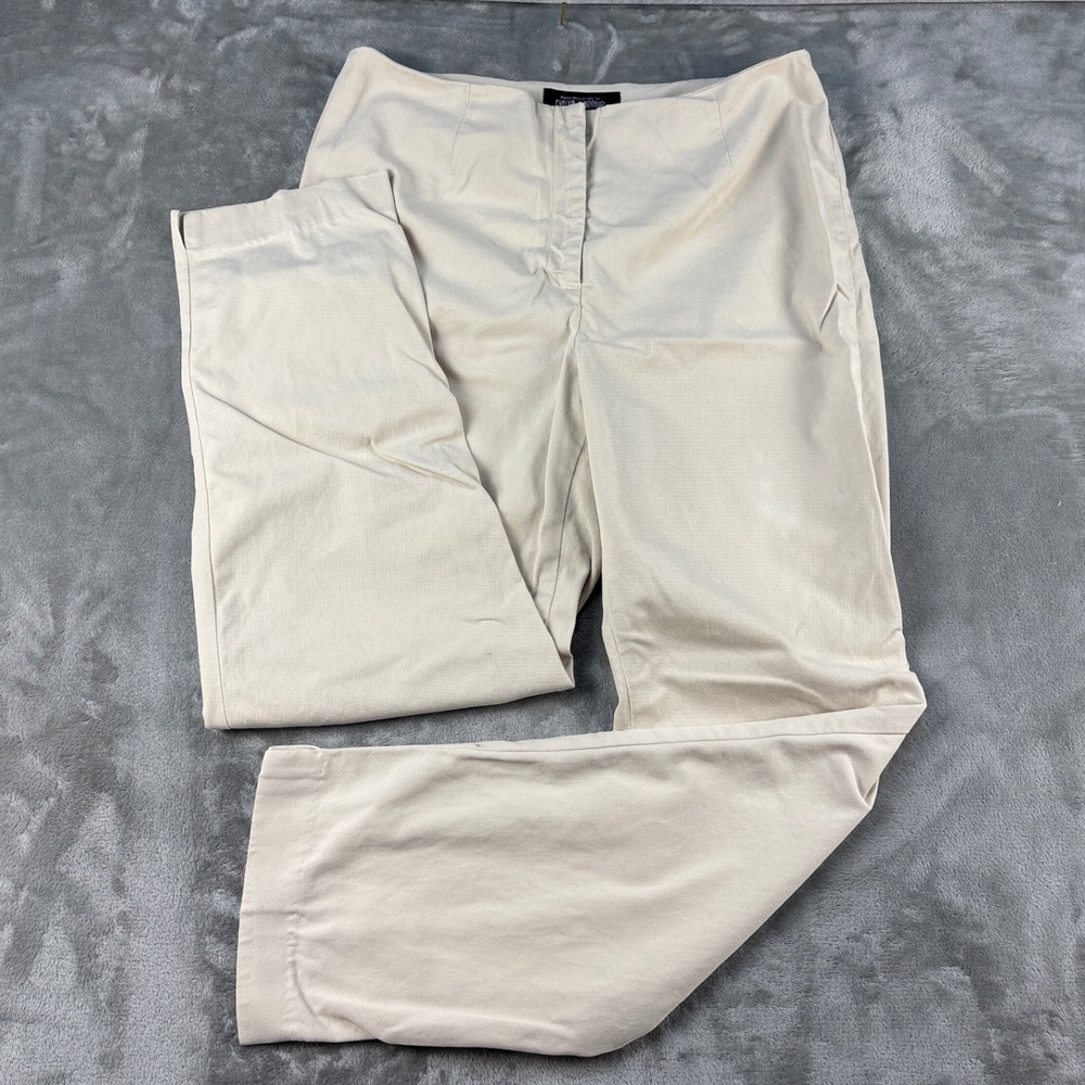 Evelyn & Arthur Womens Beige Straight Leg Cotton Stretch Dress Pants Size 12